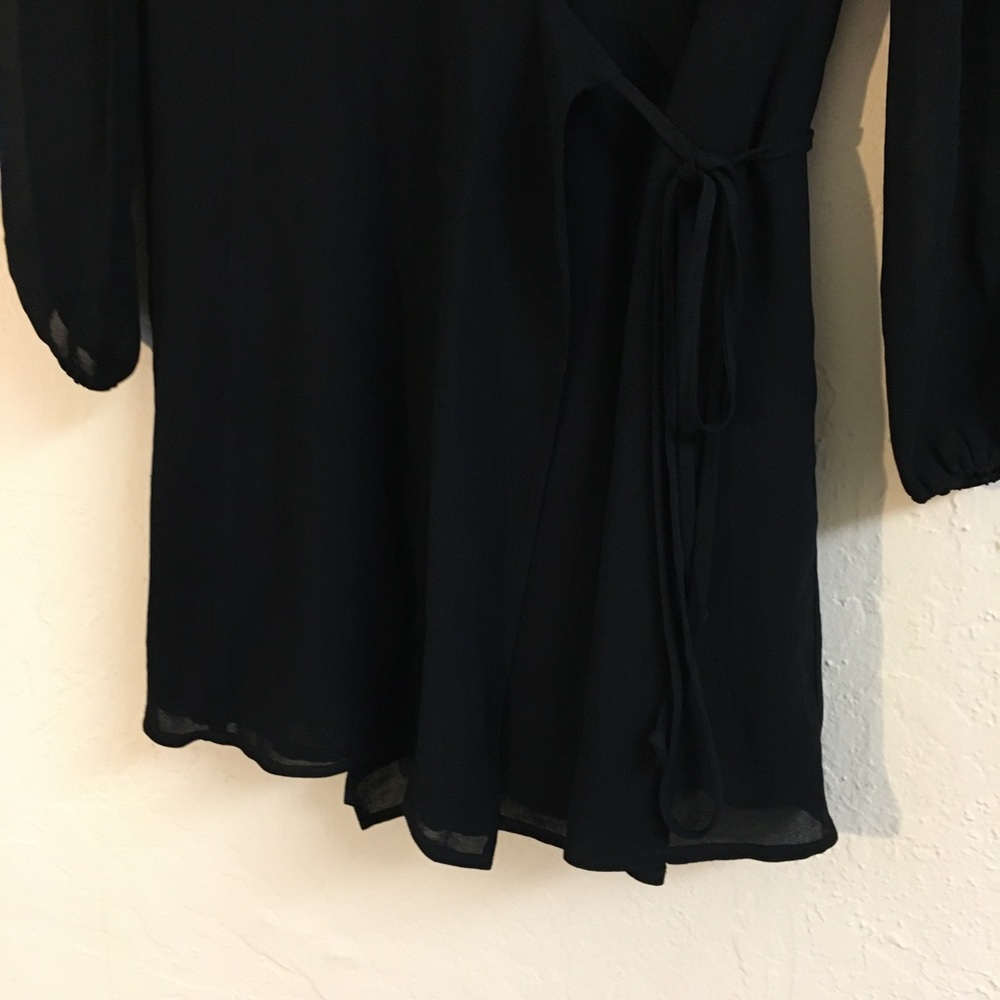 Reformation Mini Wrap Dress Size SP Black Party Cocktail Wedding Evening - Picture 8 of 15